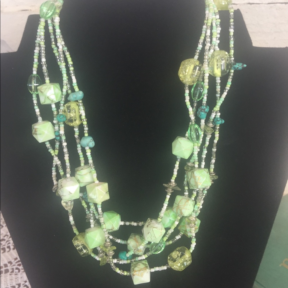 Vintage Multi-Strand Turquoise and Jade Necklace